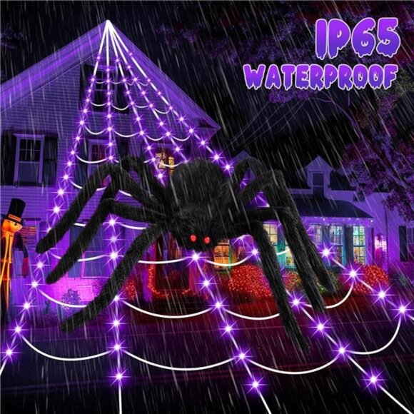 Halloween Decorations Spider Web Lights, 250 LED 16.4Ft Light Up Spider Web - Picture 6 of 8